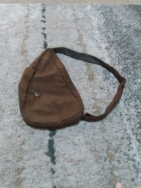 AmeriBag Healthy Back Bag Sling Backpack Brown Canvas Crossbody Ergonomic Large